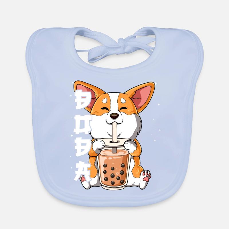 Boba Tea Corgi Dog Bubble Tea Organic Baby Bibs