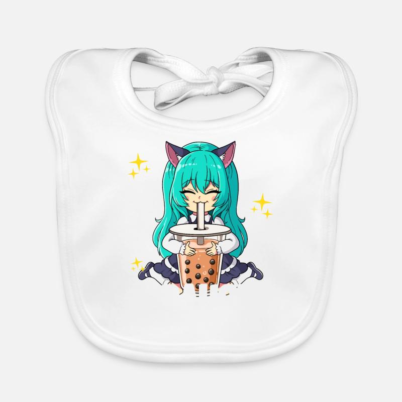 Bubble Tea Anime Neko Mädchen Boba Tea Bobaholic Baby Bio-Lätzchen