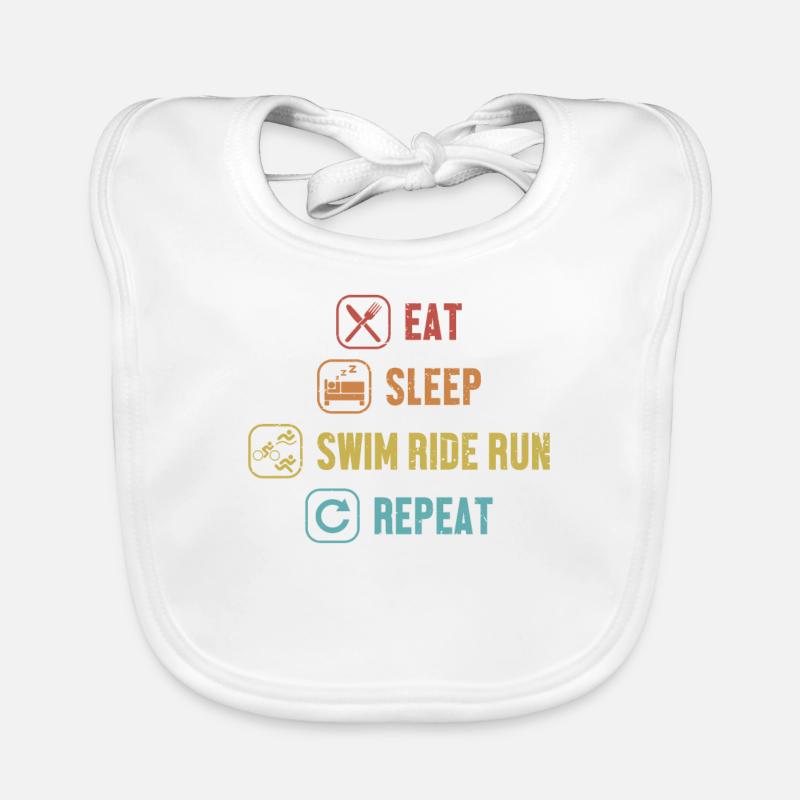 Eat Sleep Swim Ride Run Repeat Triathlet Training Baby Bio-Lätzchen