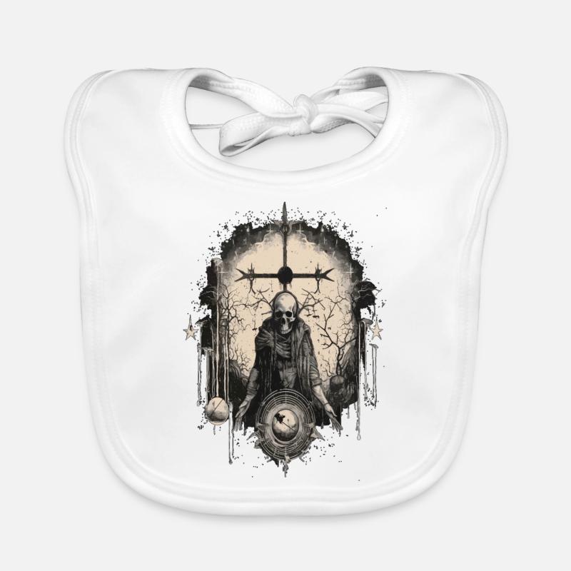 Gothic Witchcraft Ritual Darkness Skelett Skull Baby Bio-Lätzchen
