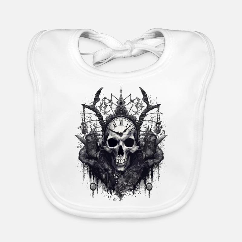 Gothic Witchcraft Ritual Dark Skull Clock Horror Baby Bio-Lätzchen