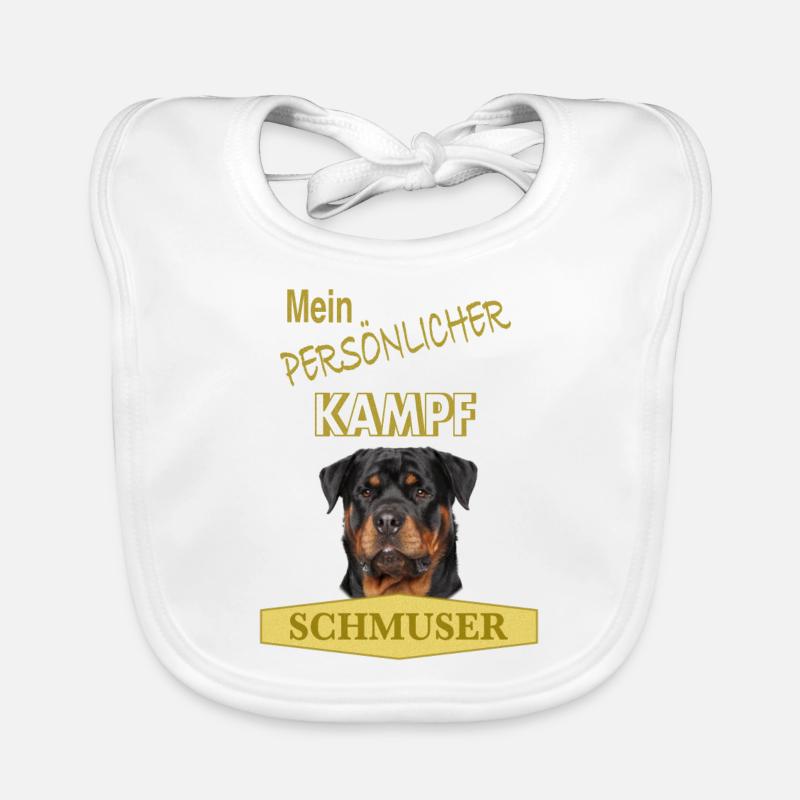 Mein persönlicher Kampfschmuser - Rottweiler - Baby Bio-Lätzchen - Weiß
