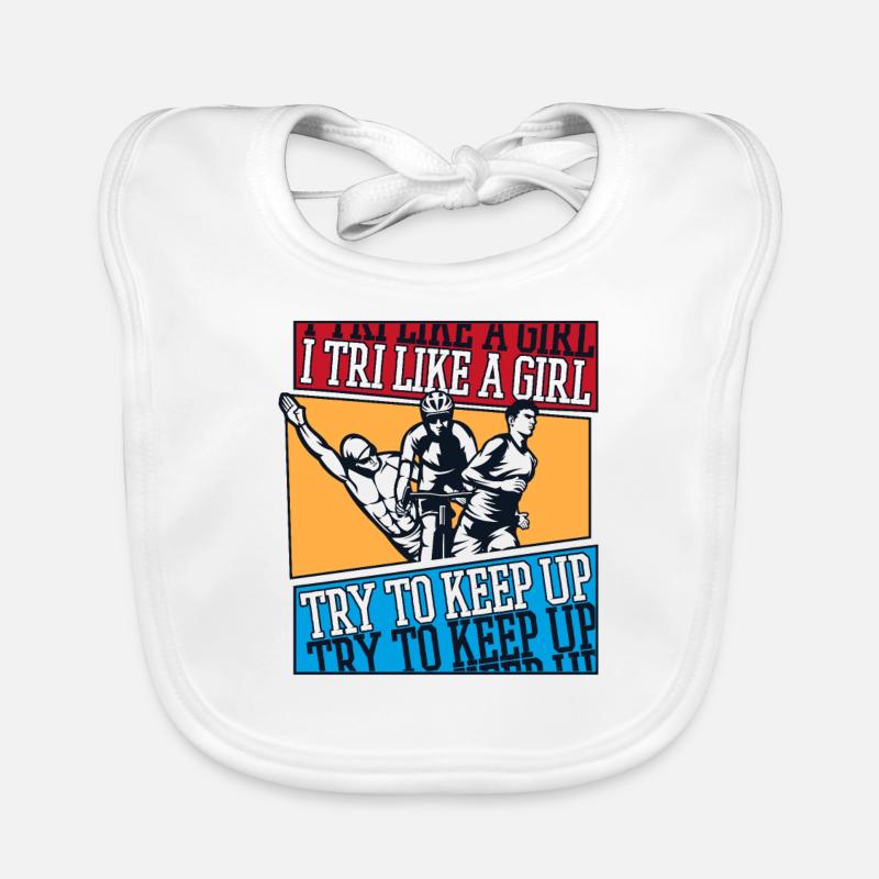 I TRI Like A Girl Try To Keep Up Triathlet Profi Baby Bio-Lätzchen