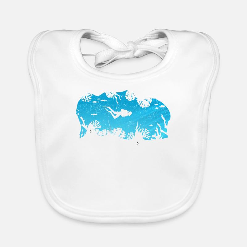 Diving Coral Reef Ocean Diver Silhouette Organic Baby Bibs