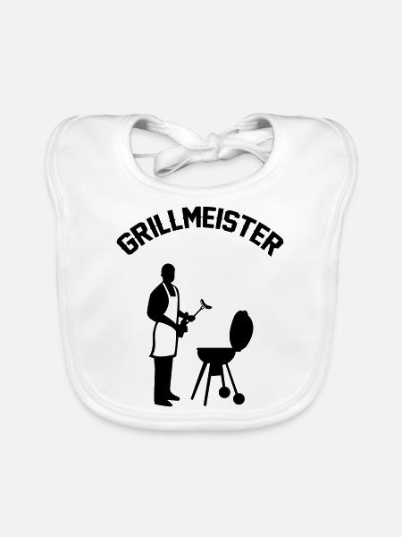 Grillmeister - Baby Bio-Lätzchen - Weiß - Vorne