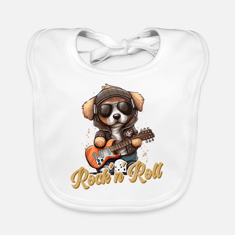 Drôle de chien avec guitare électrique rock ́n ́ roll Bavoir bio Bébé