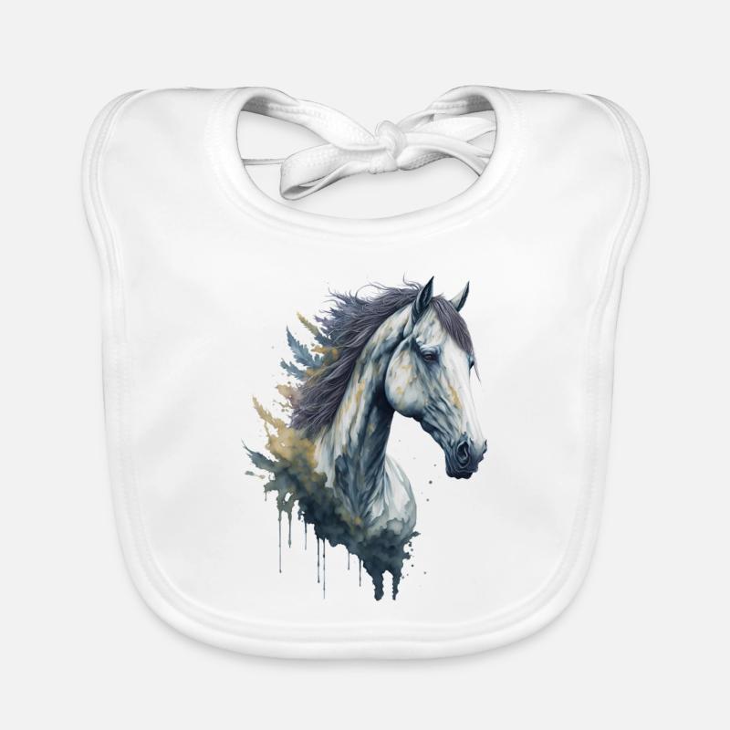 Anmutiges elegantes Aquarell Pferd Baby Bio-Lätzchen