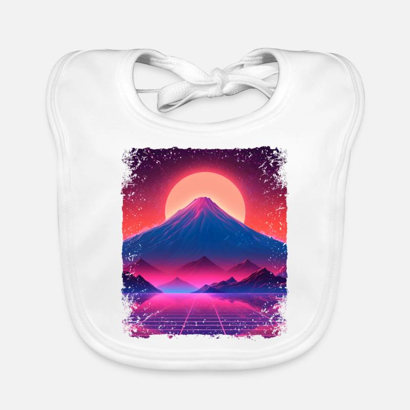 Ästhetische Vaporwave Japan Sight Mount Fuji Vulkan Baby Bio-Lätzchen