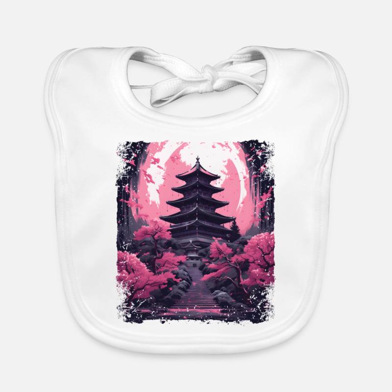 Kirschblüten-Sakura-Baum in einer Tempel-Dampfwelle Baby Bio-Lätzchen