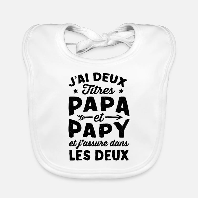 2 titres Papa & Papy - Humour Père Retraité Papi R Organic Baby Bibs