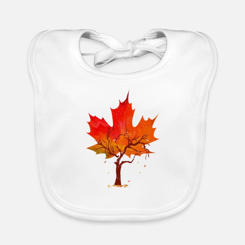 Maple Leaf Autumn Tree Red Yellow Orange Autumn Leaf Organic Baby Bibs