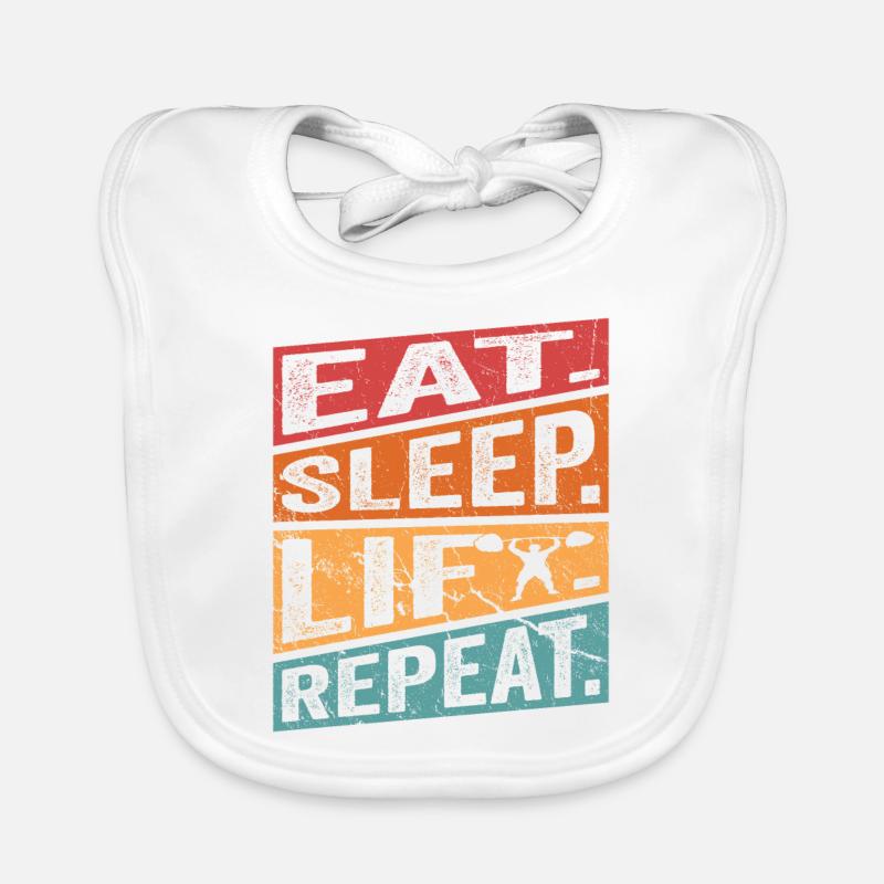 Eat. Sleep. Lift. Repeat. Workout Training Weight Organic Baby Bibs
