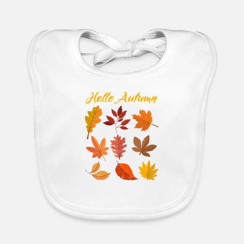 Hallo Herbst Blätter Saison Thanksgiving Herbst - Baby Bio-Lätzchen - Weiß