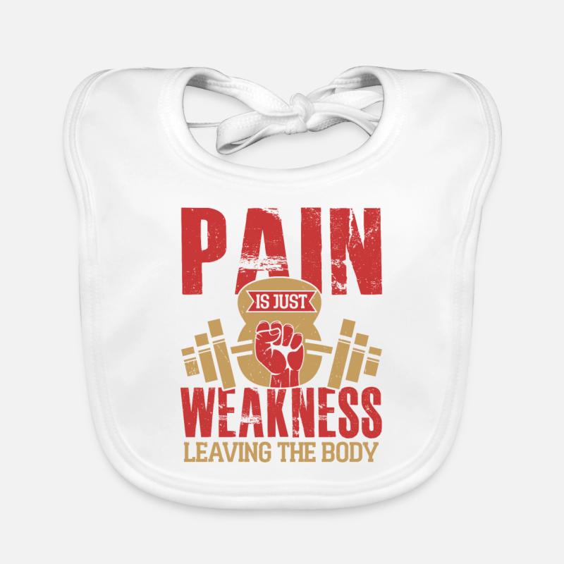 Pain Is Just Weakness Workout Training Weight Lift Baby Bio-Lätzchen