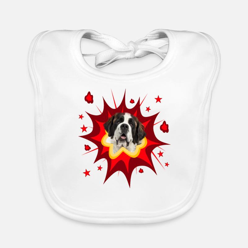 Conception de chien comique - Pow - St. Bernard Bavoir bio Bébé