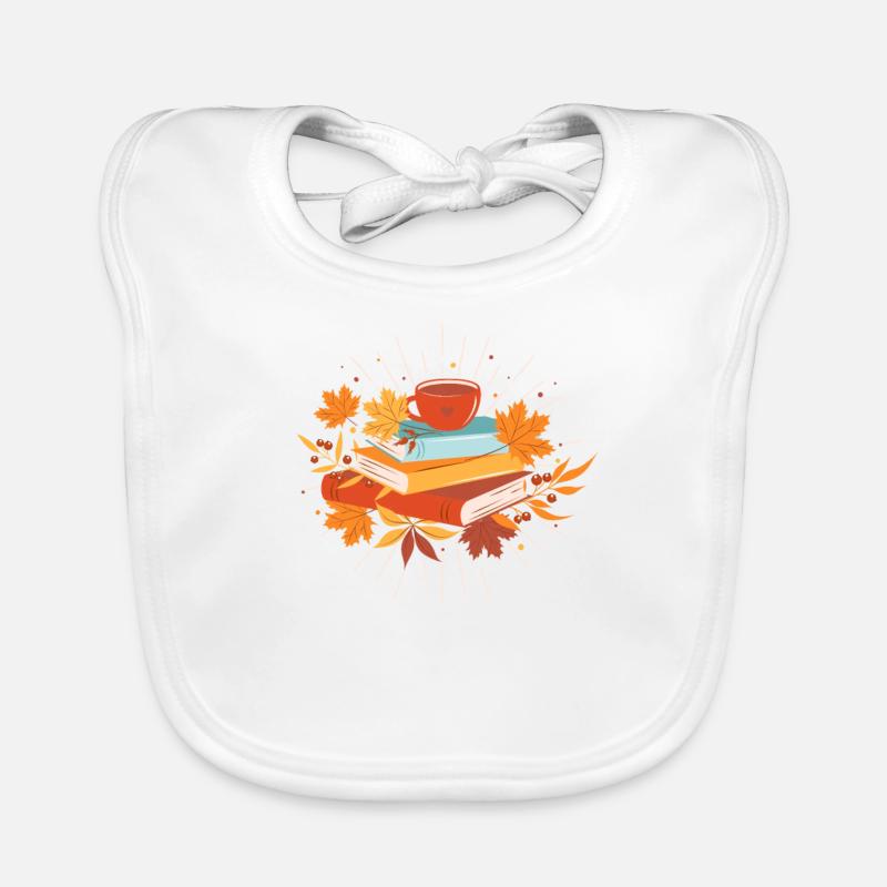 Buch Herbst Hallo Herbst Bücherwurm Bibliothekar Baby Bio-Lätzchen
