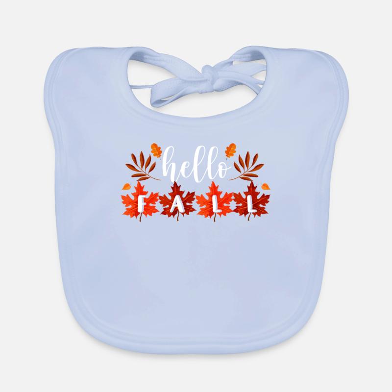 Hello Autumn Falling Autumn Leaves Cute Botanic Organic Baby Bibs
