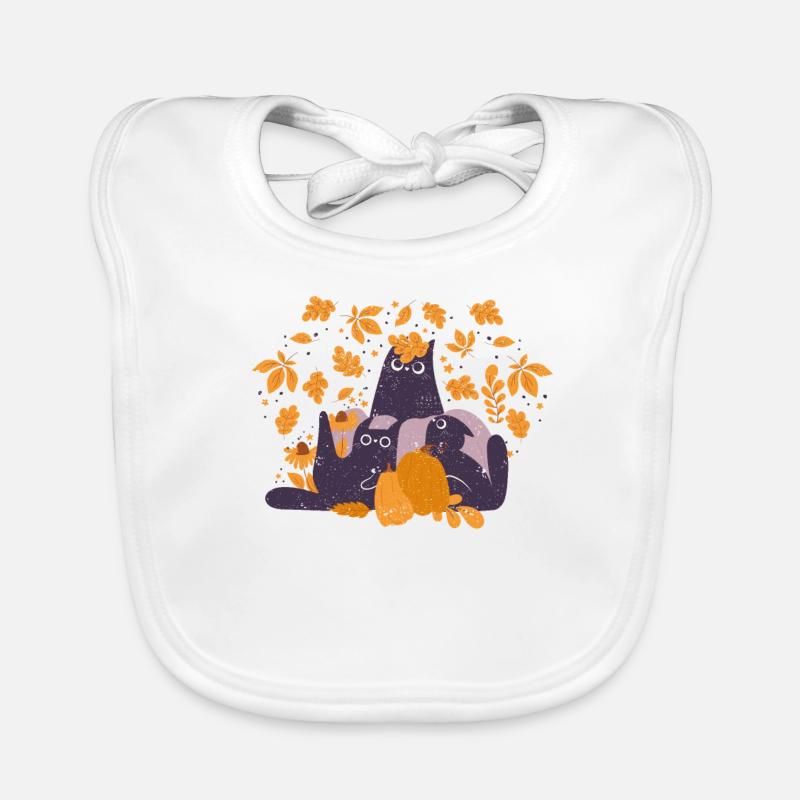 Feuille de chat Automne Bonjour Feuilles d’automne Drôle Bavoir bio Bébé