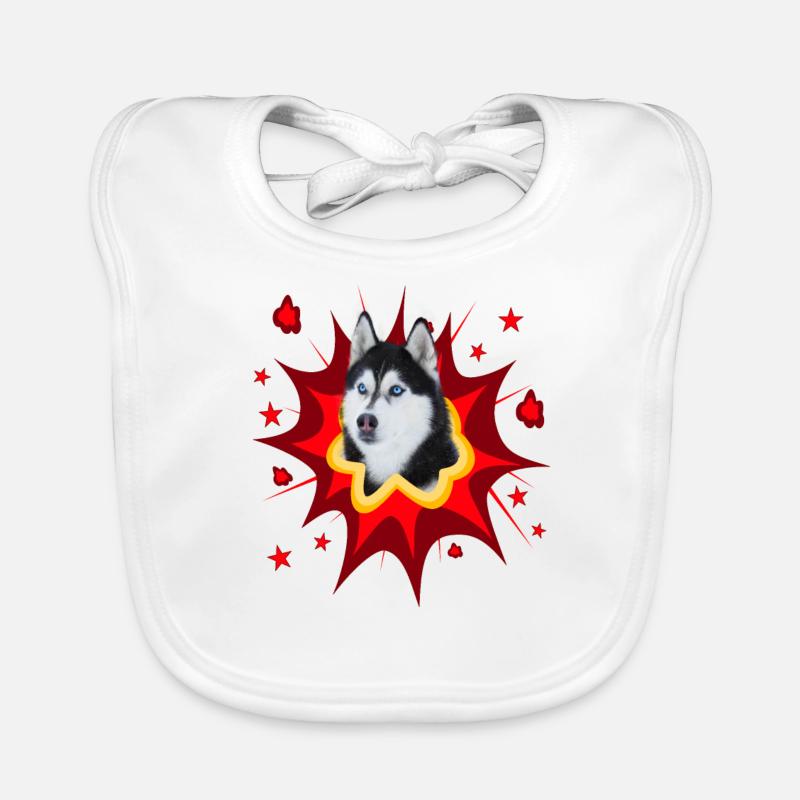Comic Dog Design - Pow - Husky Organic Baby Bibs