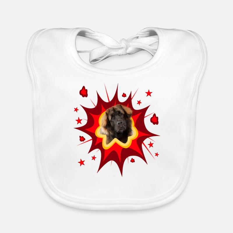 Comic Dog Design - Pow - Leonberger Organic Baby Bibs