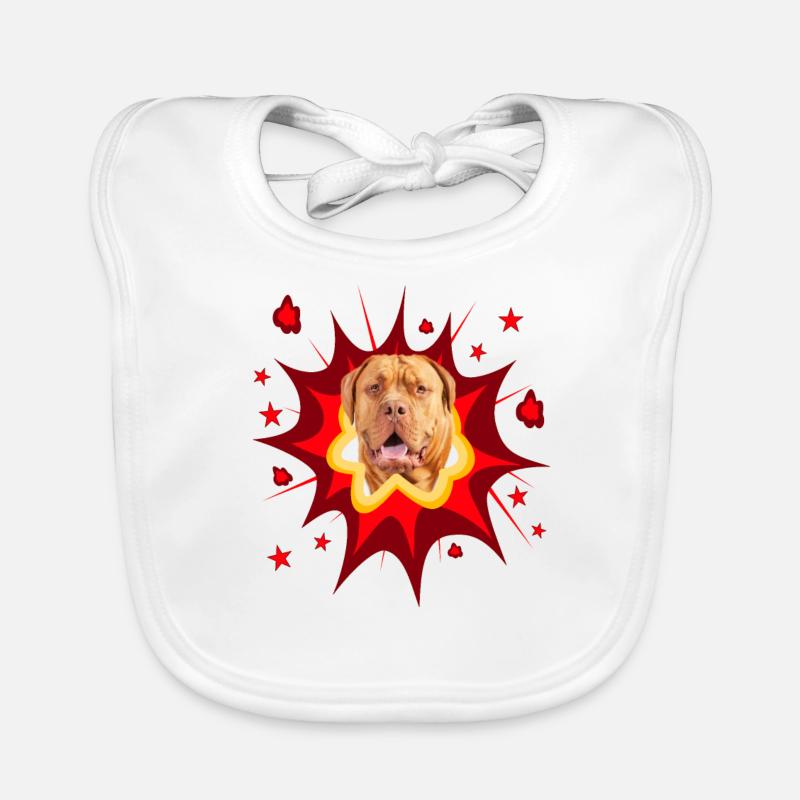 Comic Dog Design - Pow - Dogue de Bordeaux Organic Baby Bibs