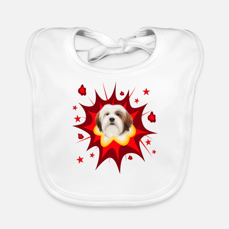 Comic Dog Design - Pow - Lhasa Apso Organic Baby Bibs