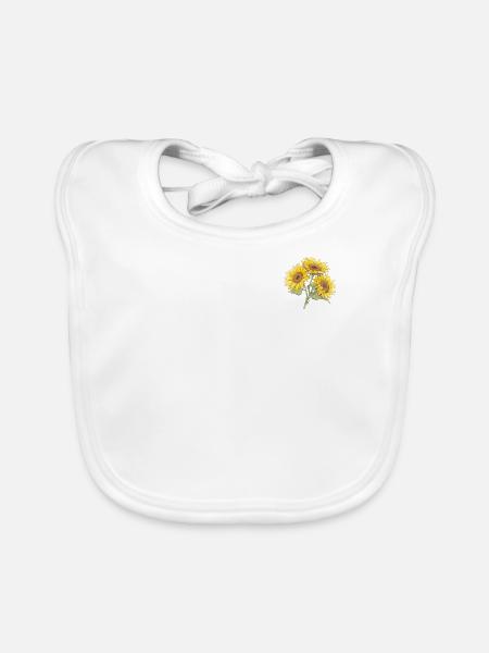 Blumiger kleiner Fleck Sonnenblumenliebhaber Coole Blumen - Baby Bio-Lätzchen - Weiß - Vorne