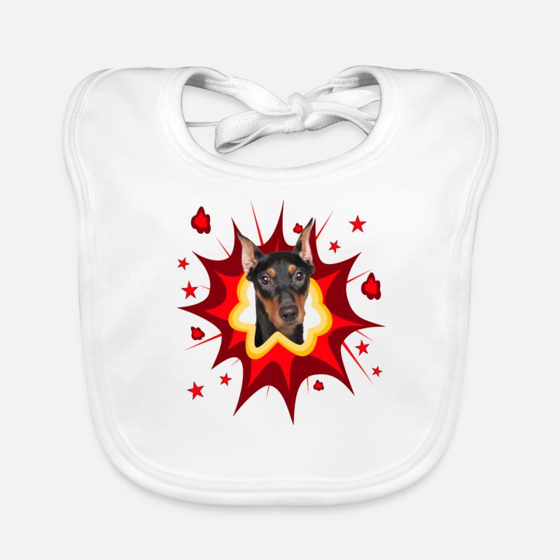 Comic Hund Design - Pow - Pinscher Baby Bio-Lätzchen
