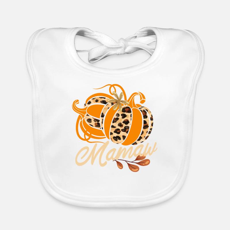 Mamaw Boho Leopard Citrouilles Feuilles d’automne Automne Bavoir bio Bébé