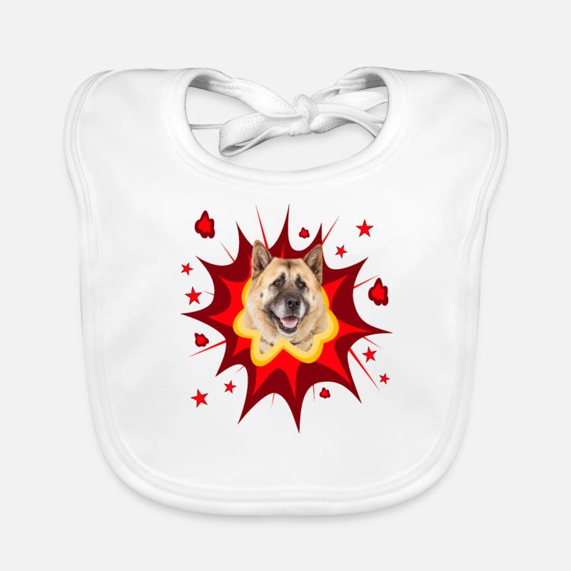 Conception de chien comique - Pow - Akita Bavoir bio Bébé