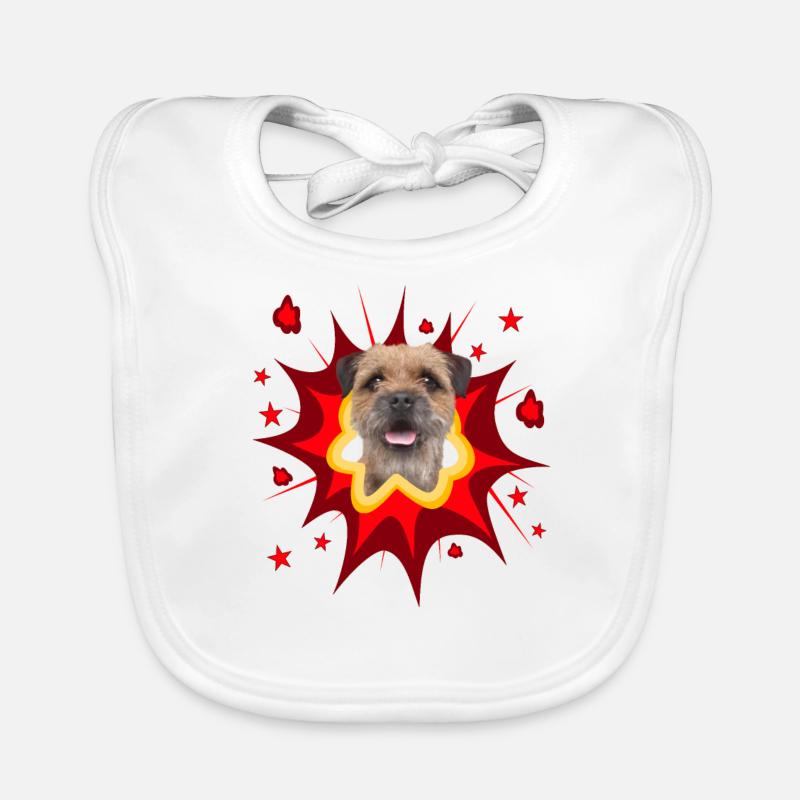Comic Hund Design - Pow - Border Terrier Baby Bio-Lätzchen