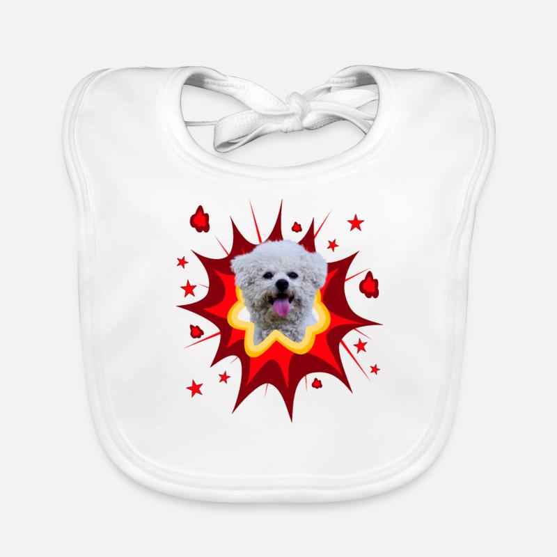 Comic Dog Design - Pow - Bichon Frise Organic Baby Bibs
