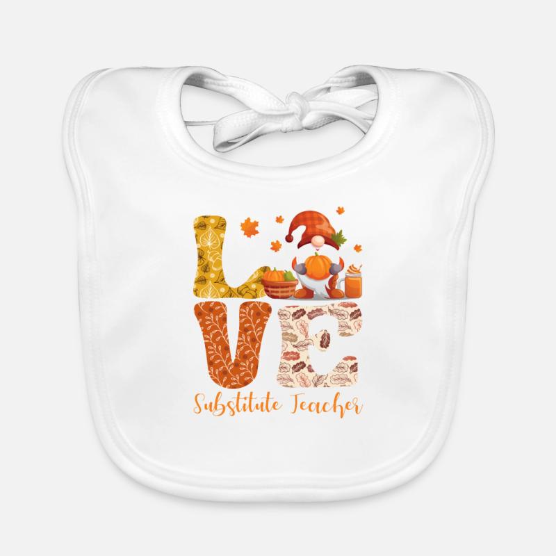 Vertretungslehrer Herbst Herbst Liebe Gnome Lover Baby Bio-Lätzchen