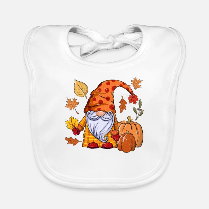 Gnome Autumn Leaves Autumn Lover Cute Organic Baby Bibs