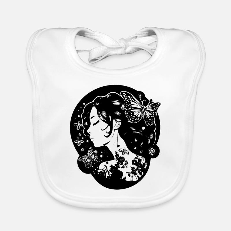 Wunderschöne Goth Ästhetik: Gothic Mädchen mit Baby Bio-Lätzchen