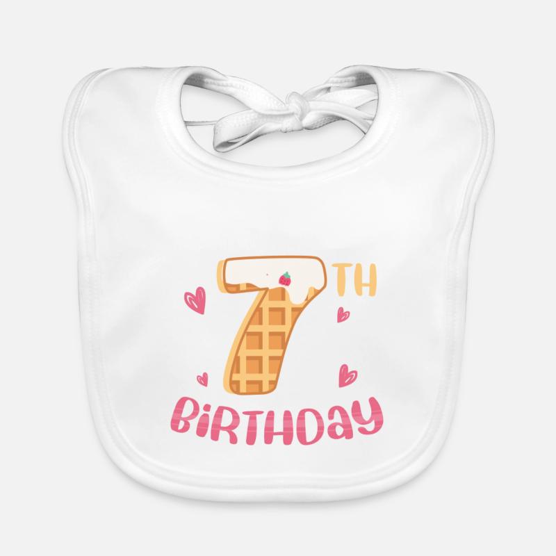 7th Birthday Waffle Organic Baby Bibs