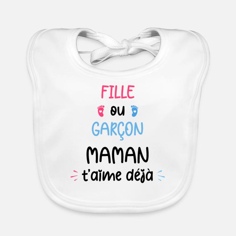 Fille ou garçon maman t'aime déjà Bavoir bio Bébé