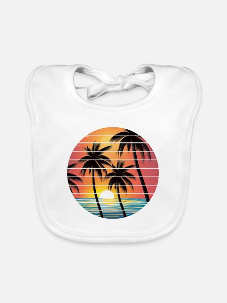 Palmen Sommerurlaub Palme Strand Insel Sonne - Baby Bio-Lätzchen - Weiß