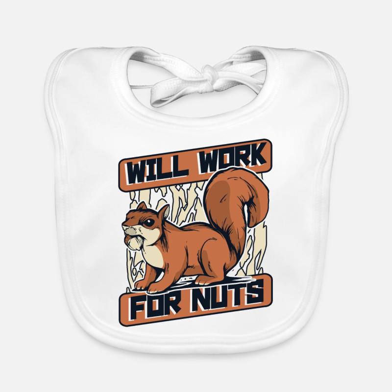 Will Work For Nuts Grauhörnchen Squirrel Baby Bio-Lätzchen