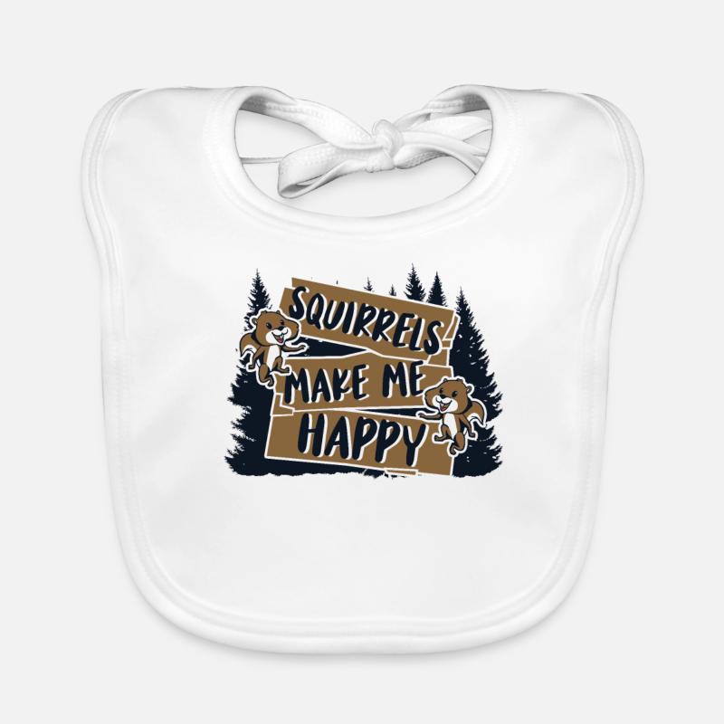 Squirrels Make Me Happy Grey Squirrel Organic Baby Bibs