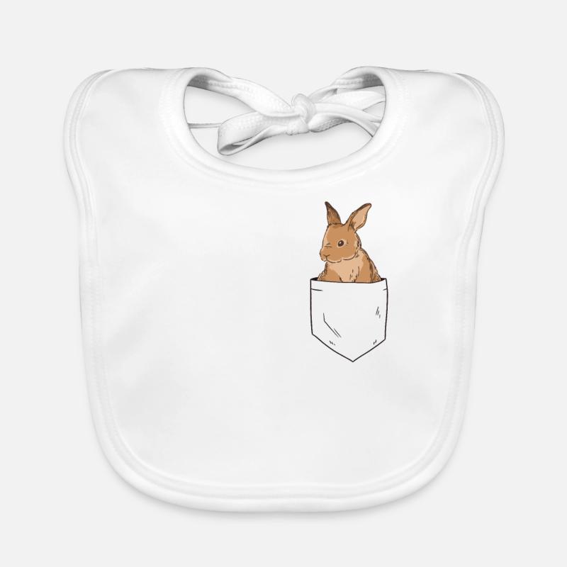 Rabbit in breast pocket rabbit Organic Baby Bibs