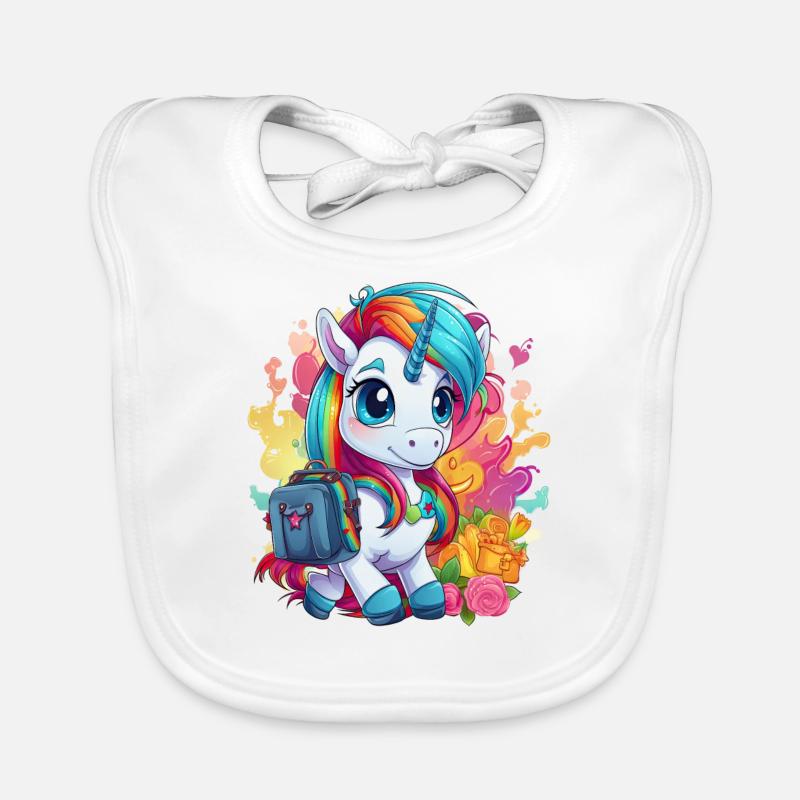 Einhorn Schulkind Einschulung Mädchen Geschenk Baby Bio-Lätzchen