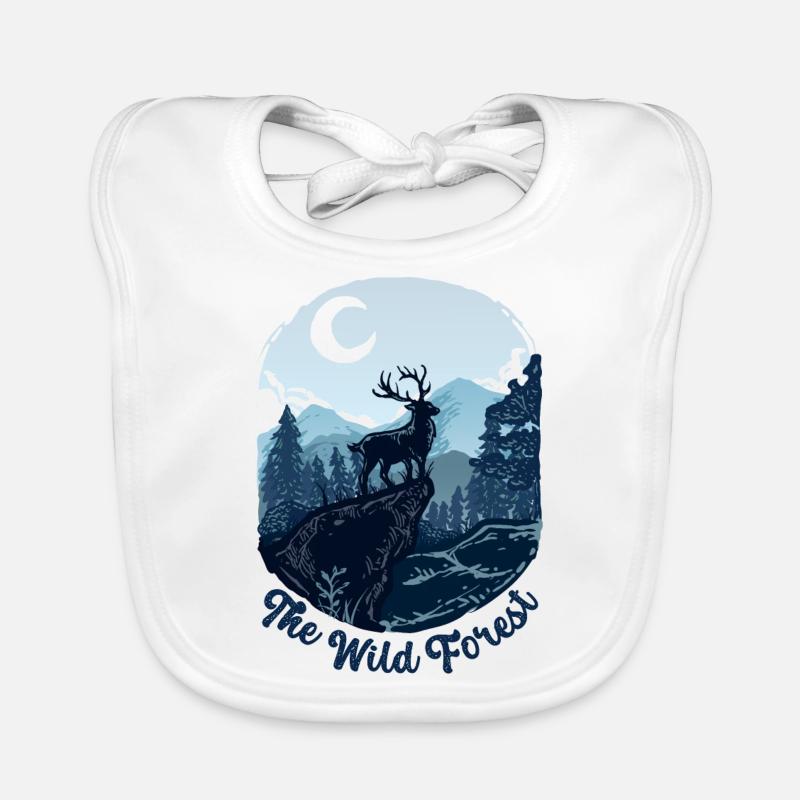The wild deer forest flat Organic Baby Bibs