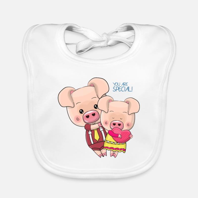 Deux cochons de dessins animés mignons Bavoir bio Bébé