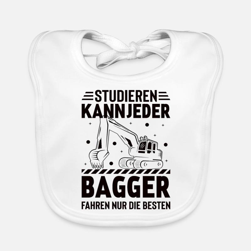 Bagger Baggerfahrer Baugeräte Baustelle Baby Bio-Lätzchen