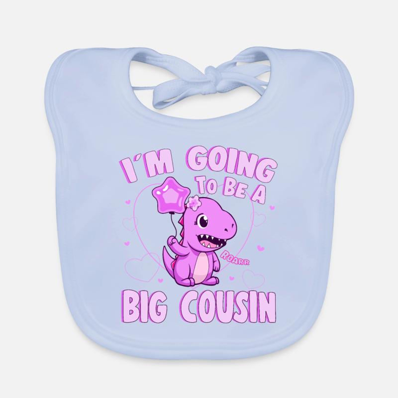 I'm Going To Be A Big Cousin Dinosaur Graphic Idea Organic Baby Bibs