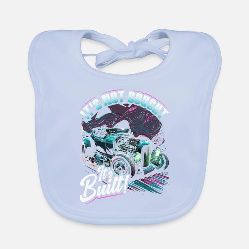 Hot Rod, Its Not Bought Its Built, Muscle Car Rat Baby Bio-Lätzchen