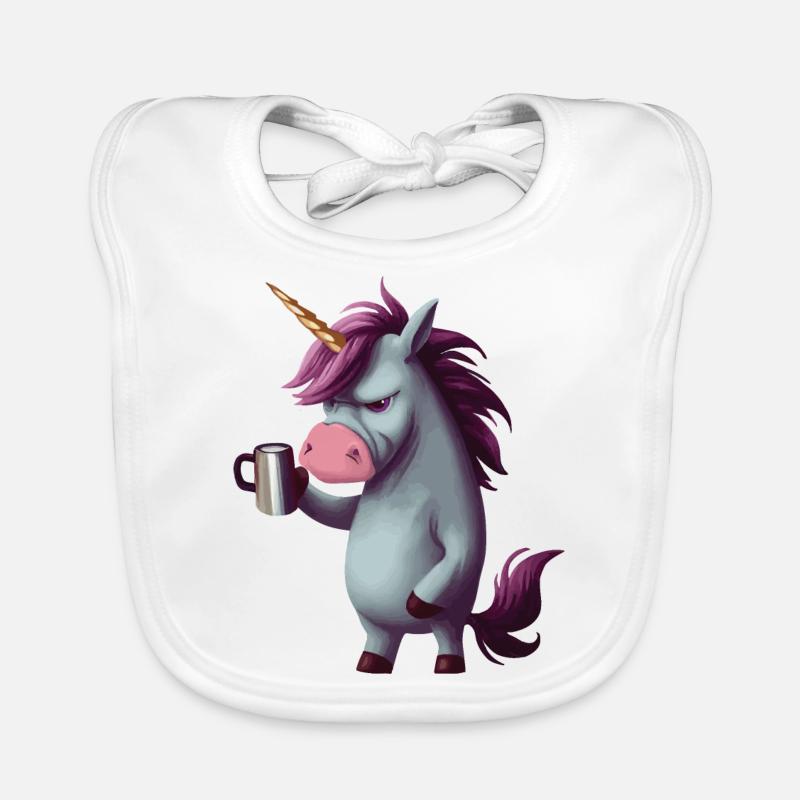 Einhorn mit Kaffeetasse Baby Bio-Lätzchen