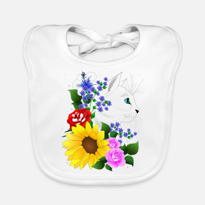 Chat Chaton Fleurs Fleurs Chat Chat Chat Bavoir bio Bébé