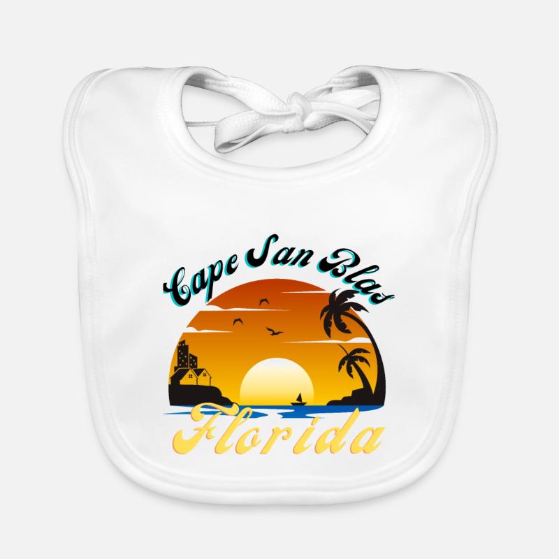 Cap San Blas Floride Coucher de soleil Vacances Vintage Soleil Bavoir bio Bébé